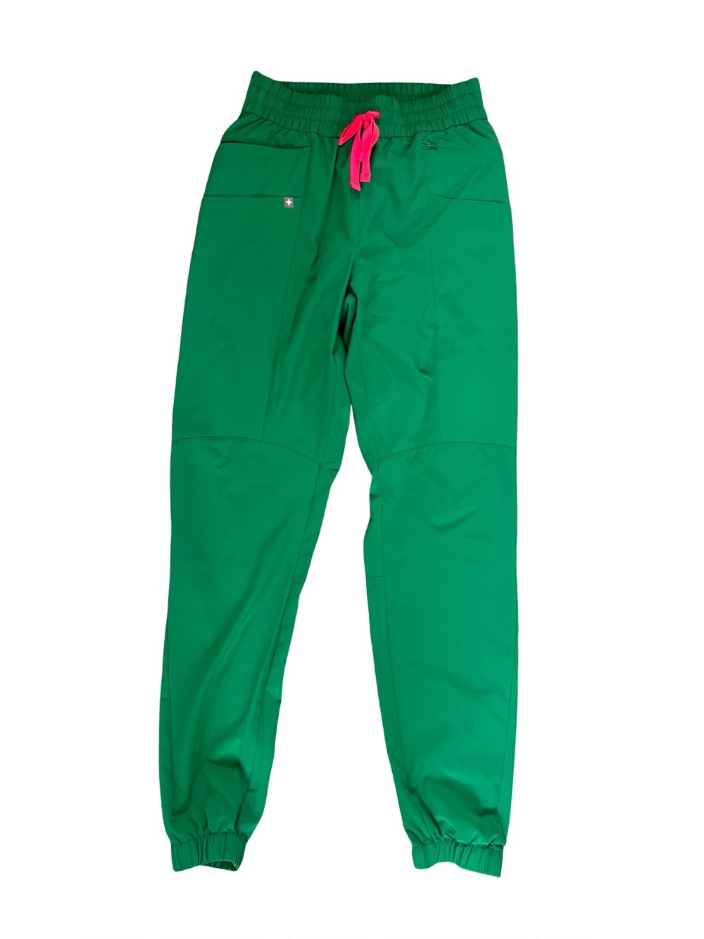 Figs Green Track Jogger Pants with Pink Drawstring